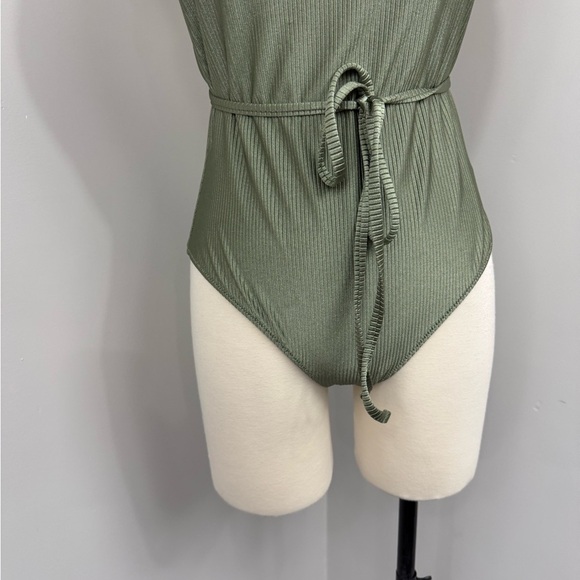 Aerie Olive Ribbed One Piece Swimsuit - Picture 3 of 13